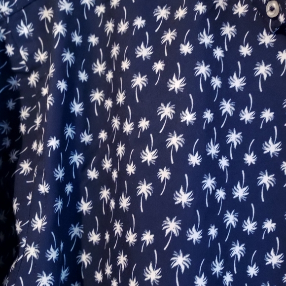 Heritage Report Collection Stretch Mens Shirt Navy Palm Tree XXL Hawaiian Cruise - Picture 2 of 12